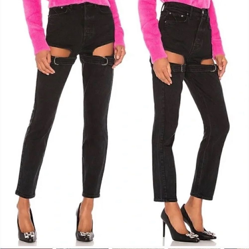 NWTs GRLFRND Raquel Thigh Cut Out Before My Time Jeans Size 25